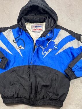 Vintage 90’s Detroit Lions Shark Tooth Apex One Jacket Size Large Full Zip🔥🚨